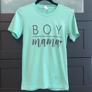 Mint green boy mama shirt
